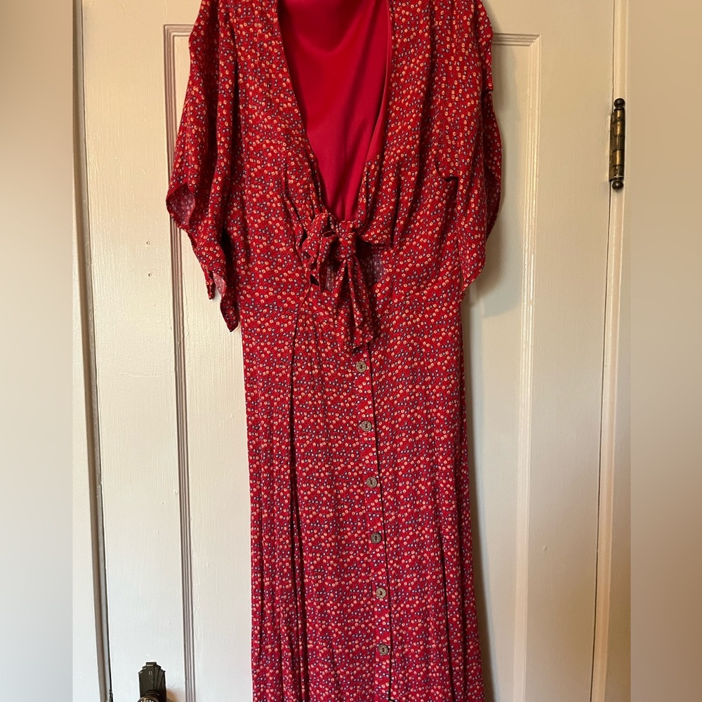 Red floral dress